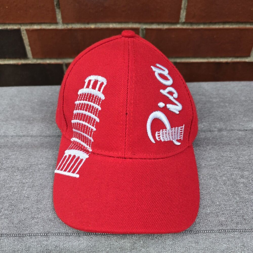 New Pisa Italia Embroidered Hat Cap Adjustable White Red Cappello